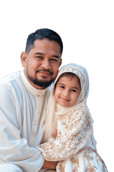 A man and a little girl in white clothing png