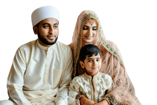 A family of muslims posing for a photo png