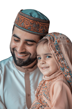 A man and a little girl in traditional clothing png