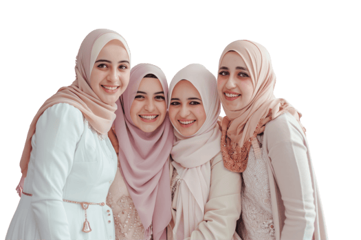 Three women wearing hijab pose for a picture png