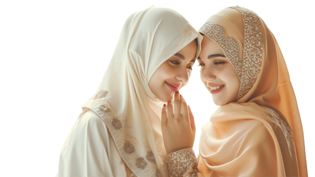 Two women in traditional clothing are posing for the camera png
