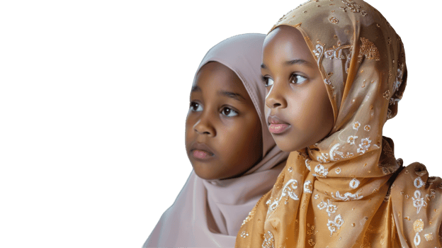 Two young girls wearing headscarves png