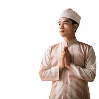 Asian man in traditional clothing praying png