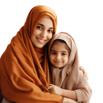 A woman and her daughter in traditional clothing png