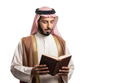 Arab man reading the holy book png