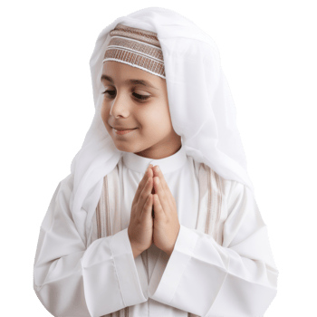 A young boy in a traditional muslim outfit png