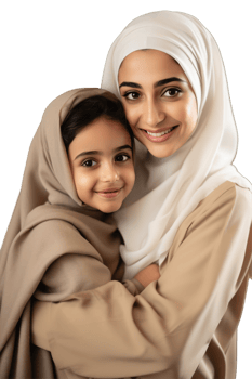 A woman and her daughter in traditional clothing png
