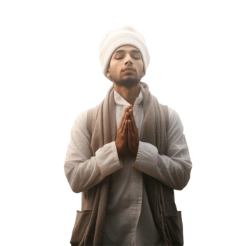 A man in a white turban is praying png