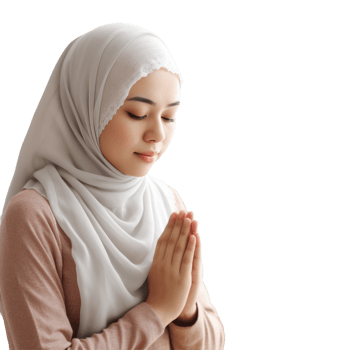 Muslim woman praying isolated on black background png