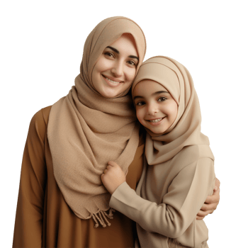 A woman and her daughter in hijab png