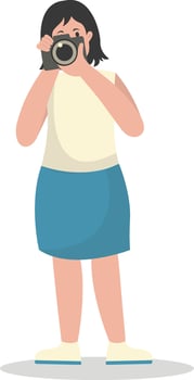 Woman Photographer Character on White Background vector