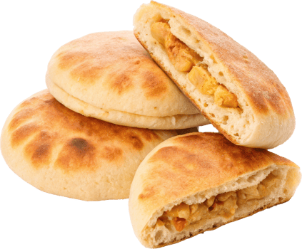 Freshly baked pita bread stacked and ready to be enjoyed as a Mediterranean snack png