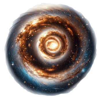 Cosmic vortex with swirling galaxies and glowing celestial elements png