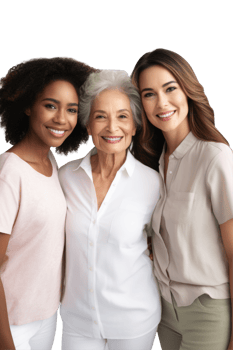 Three women and an older woman smiling together png