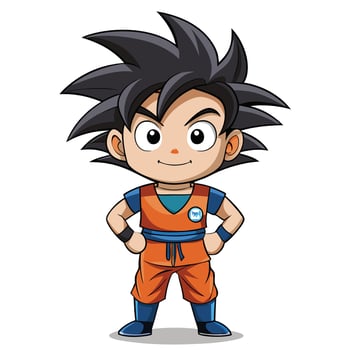 cartoon goku character with black hair and orange outfit white background vector