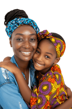 A woman and her daughter are smiling for the camera png