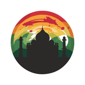 Colorful Silhouette of the Taj Mahal, India vector