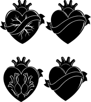 heart with crown and ribbon vector