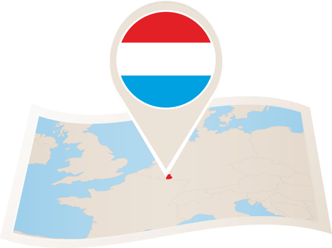 Folded map of Luxembourg with flag pin of Luxembourg. png