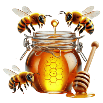 Honey Jar with Swarming Bees png