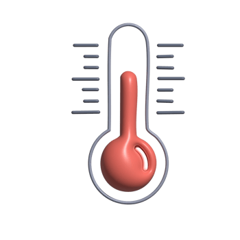 3D Glossy Thermometer Icon with Red Indicator and Temperature Scale png