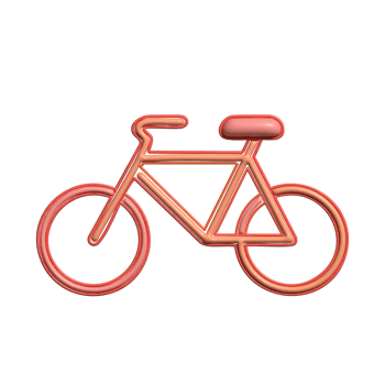 3D Glossy Bicycle Icon with Red Frame and Wheels png