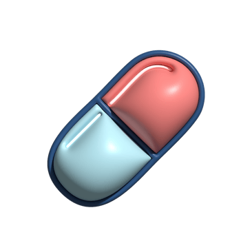 3D Glossy Capsule Icon with Red and Blue Design png
