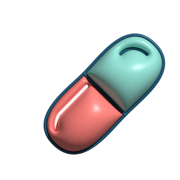 3D Glossy Capsule Icon with Red and Green Design png