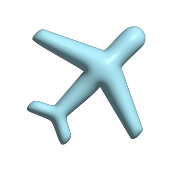 3D Glossy Airplane Icon with Light Blue png