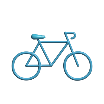 3D Glossy Bicycle Icon with Light Blue Design png