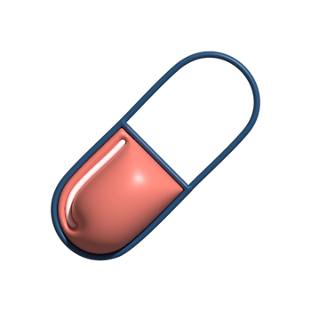 3D Glossy Capsule Icon with Pink and Blue Outline png