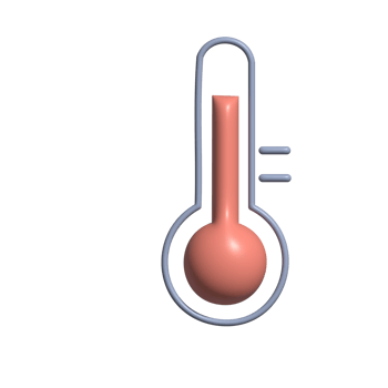 3D Glossy Thermometer Icon with Pink Indicator and Blue Outline png