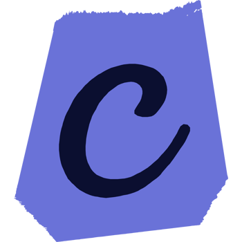 C letter modern typography on torn paper png