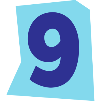 Number 9 modern typography on torn paper png