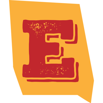 E letter modern typography on torn paper png