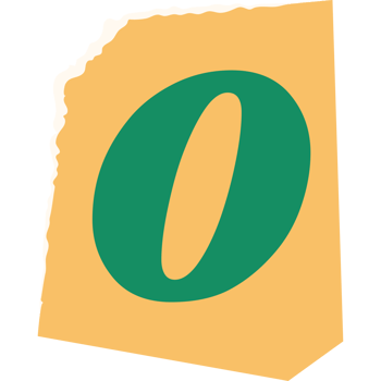 Number 0 modern typography on torn paper png
