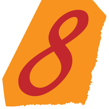 Number 8 modern typography on torn paper png