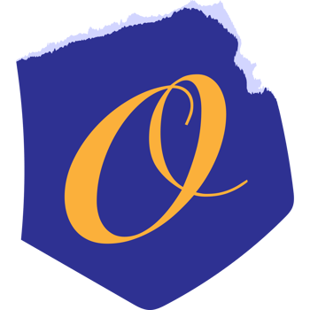 O letter modern typography on torn paper png