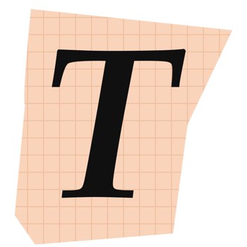 T letter modern typography on torn paper png