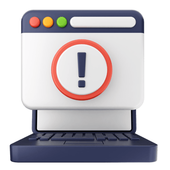 A computer with an exclamation mark on it png