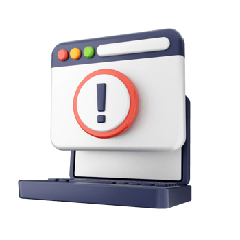 A computer with an exclamation mark on it png