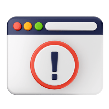 A browser icon with an exclamation mark png