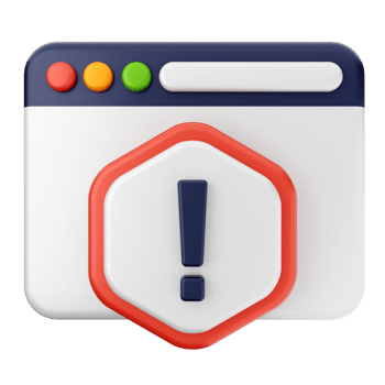 A browser icon with an exclamation mark png