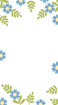 Floral Frame with Blue Flowers ornament png