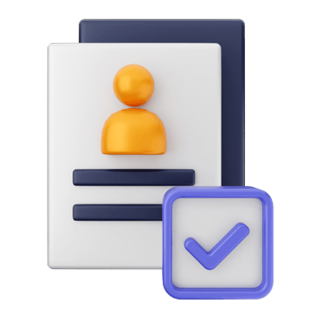 A blue check mark and a person icon on a white background png