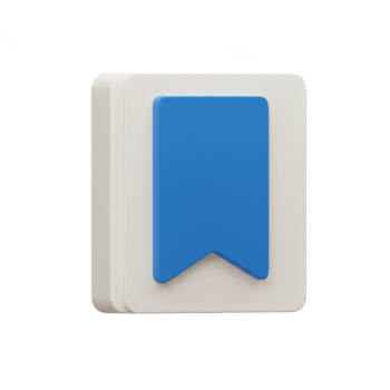 3D Render of a Bookmark Icon. A Blue Bookmark on a White Square Background, Modern Design Element for Website or App png