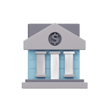 3D Render of a Classic Bank Building Icon Illustrating Financial Services and Investments png