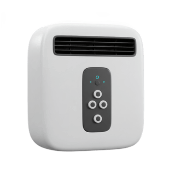 Modern White Electric Heater with Digital Control Panel, Energy Efficient Home Heating Solution png