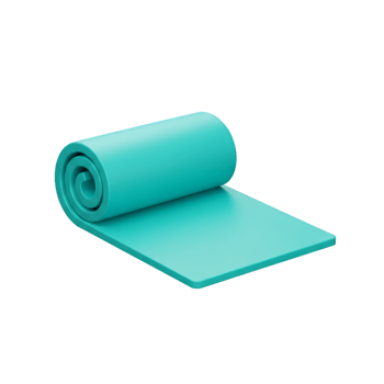 Rolled Up Teal Yoga Mat 3D Render Illustration. Perfect for Fitness, Exercise, and Wellness png