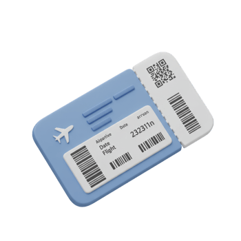 3D Render of a Realistic Airplane Boarding Pass Ticket with QR Code for Travel and Flight Booking png